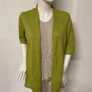 Eileen Fisher Petite Green‎ Linen Cardigan M